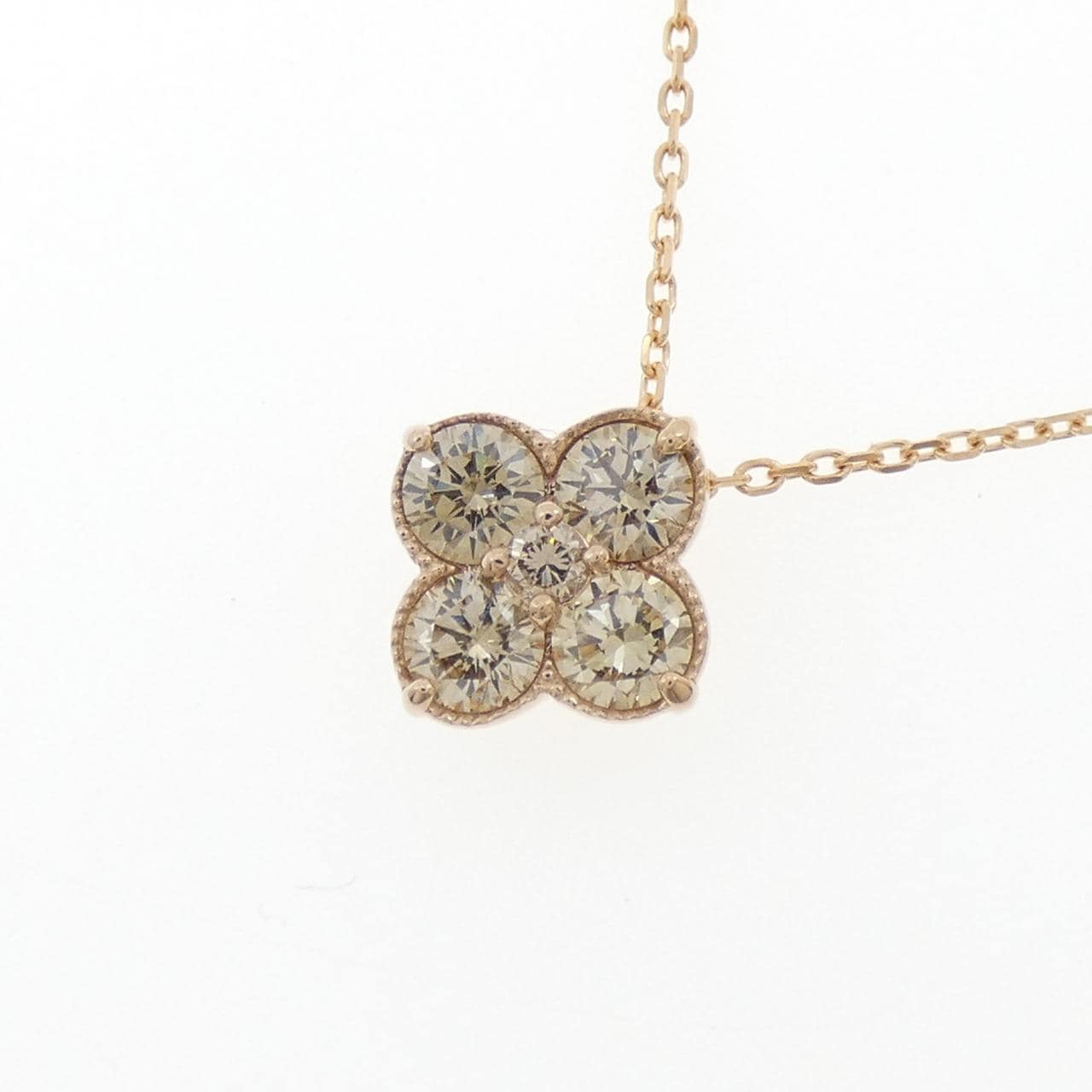 K18PG フラワー ダイヤモンド ネックレス 0.70CT