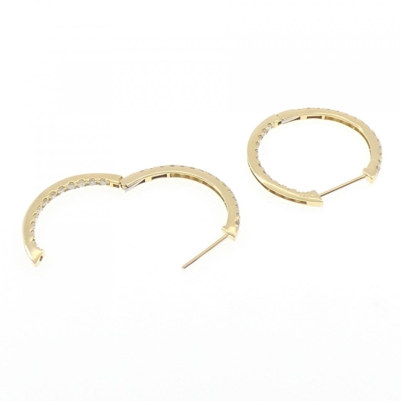 K18YG フープ ダイヤモンド ピアス 1.00CT