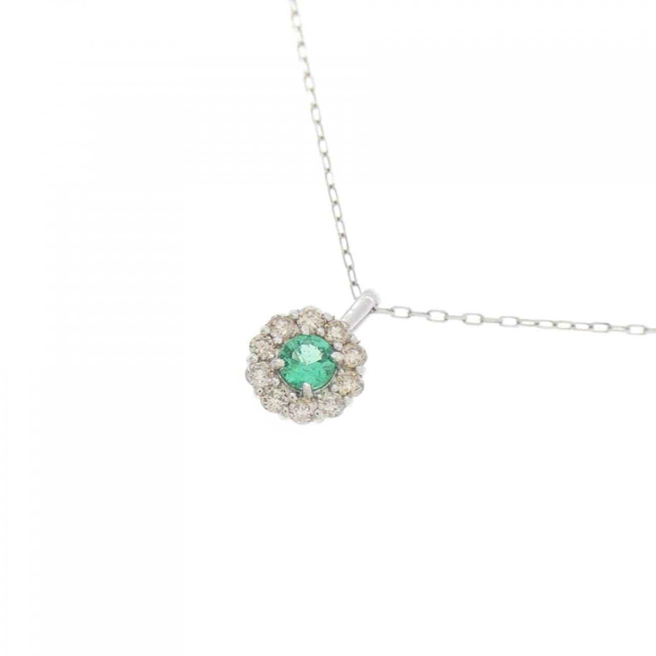 [BRAND NEW] PT Emerald Necklace 0.05CT