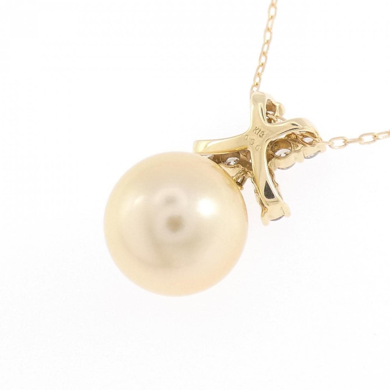 K18YG 白蝶パール ネックレス 11.1mm