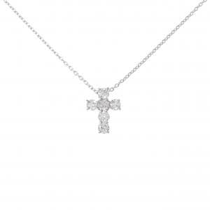 K18WG クロス ダイヤモンド ネックレス 0.60CT