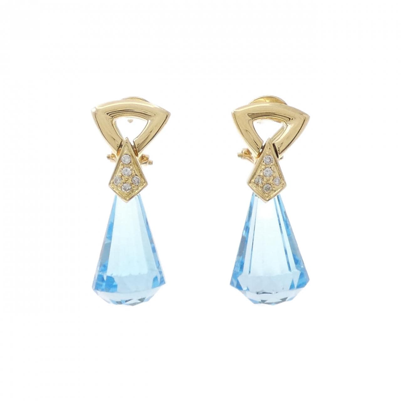 K18YG ブルートパーズ ピアス 34.97CT