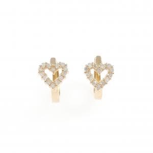 K18PG ハート ダイヤモンド フープ ピアス 0.14CT