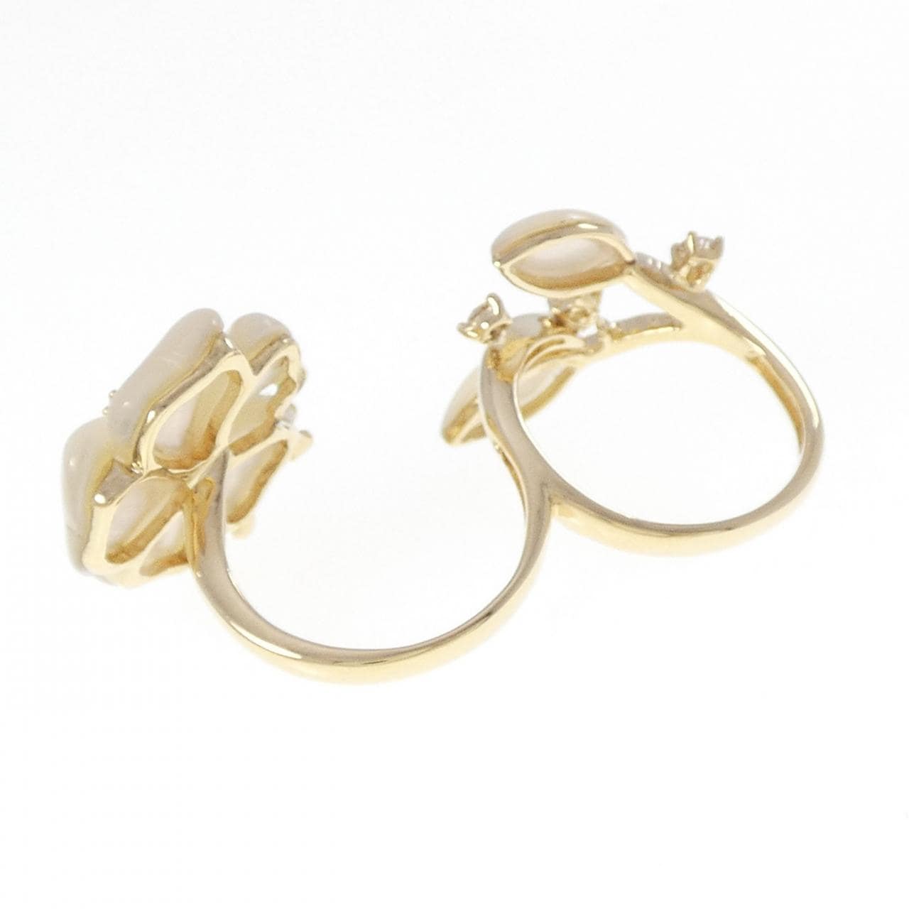 K18YG フラワー×バタフライ マザーオブパール リング