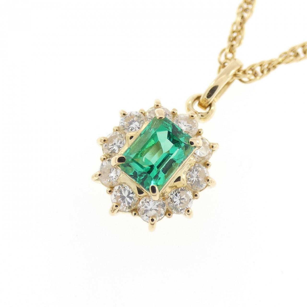K18YG エメラルド ネックレス 0.43CT