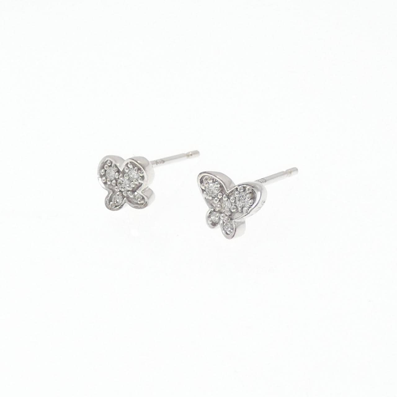 K18WG Butterfly Diamond Earrings 0.08CT