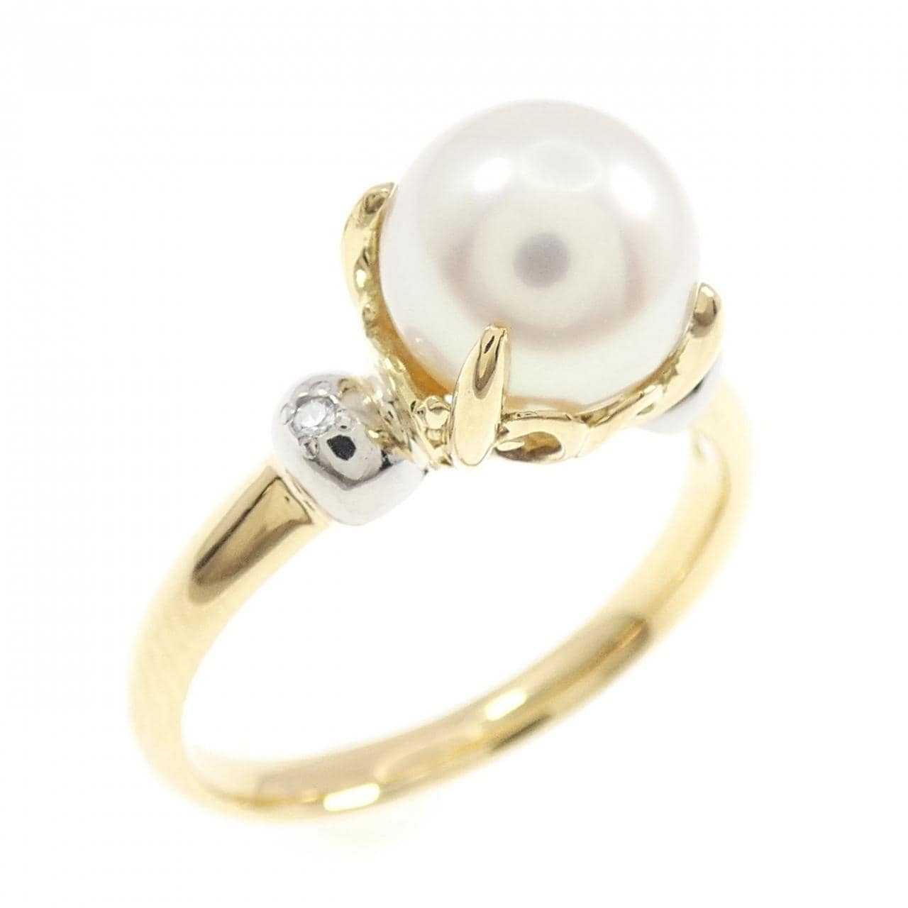 K18YG/PT900 アコヤパール リング 7.5mm