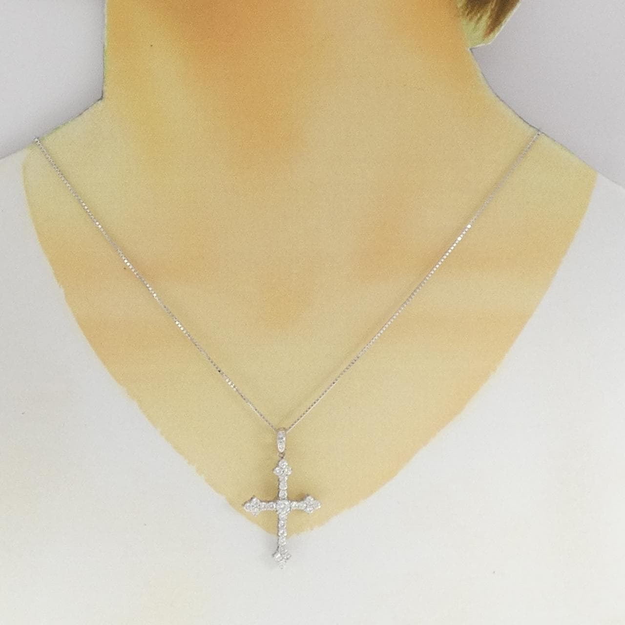 K18WG クロス ダイヤモンド ネックレス 3.88CT