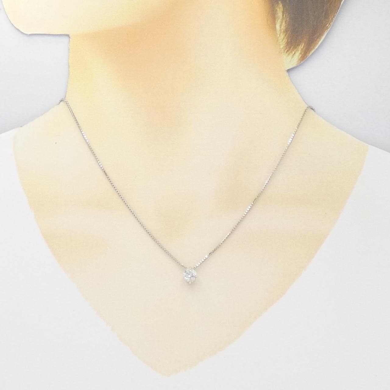 PT900/PT850 ソリティア ダイヤモンド ネックレス 1.001CT