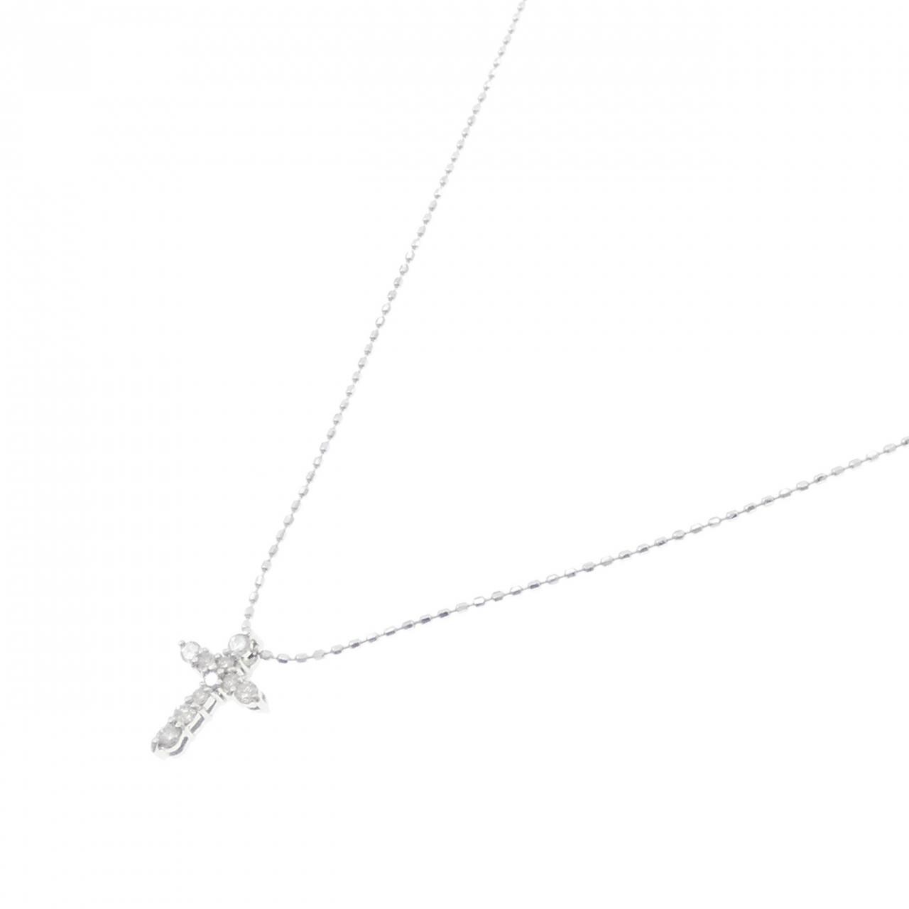 K18WG クロス ダイヤモンド ネックレス 0.15CT