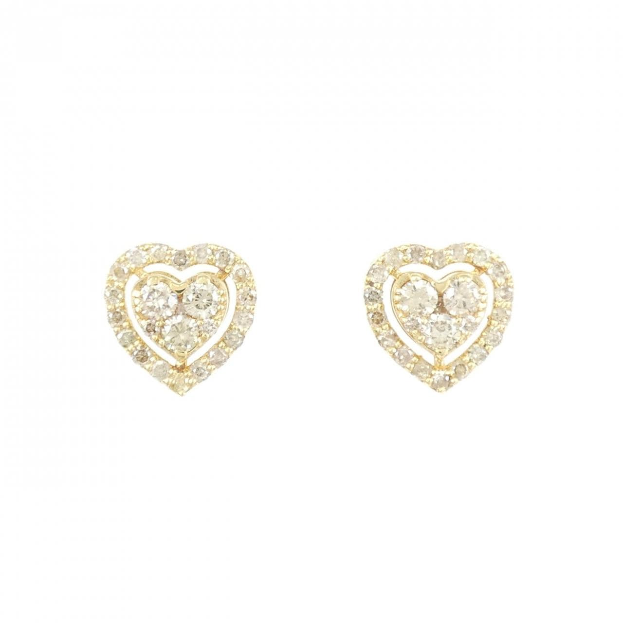 K18YG ハート ダイヤモンド ピアス 0.60CT