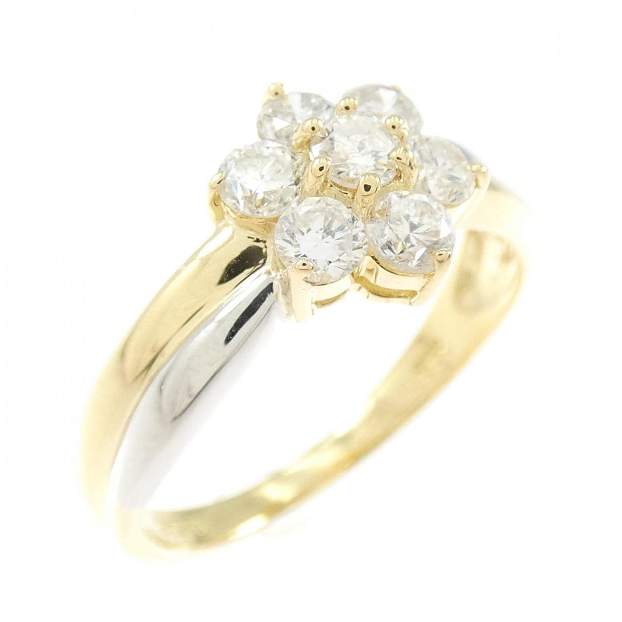 K18YG/PT900 フラワー ダイヤモンド リング 0.53CT