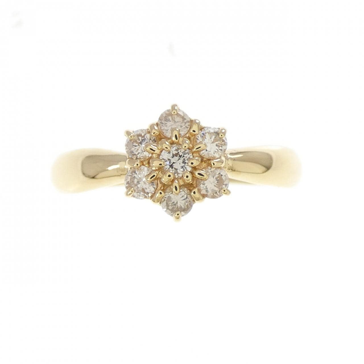 K18YG フラワー ダイヤモンド リング 0.23CT