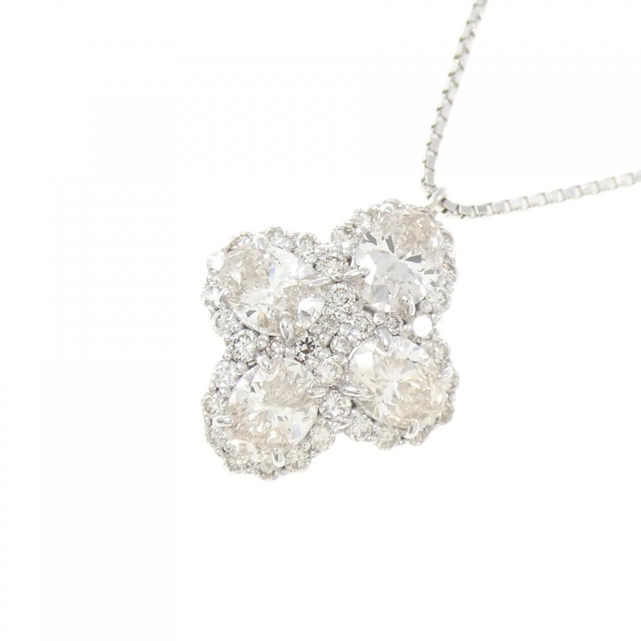 K18WG/PT850 ダイヤモンド ネックレス 1.234CT