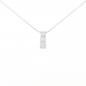 K18WG スリーストーン ダイヤモンド ネックレス 1.00CT