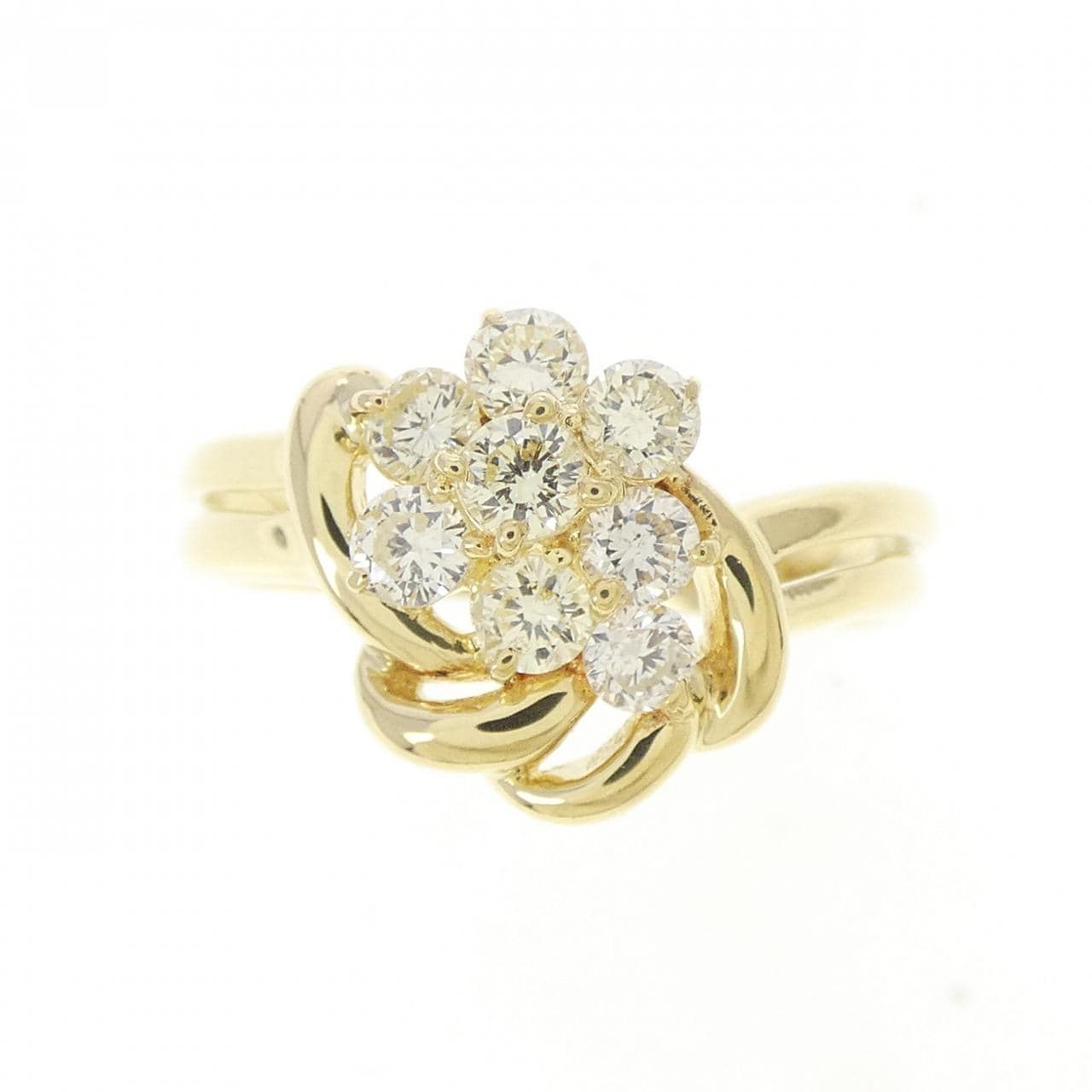 K18YG フラワー ダイヤモンド リング 0.53CT