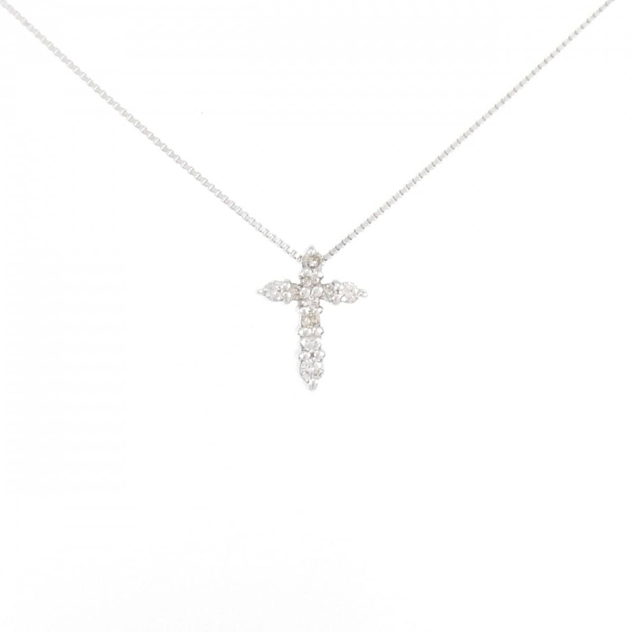 K18WG クロス ダイヤモンド ネックレス 0.16CT