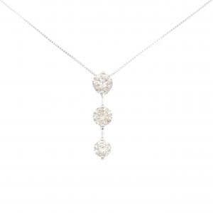 K18WG スリーストーン ダイヤモンド ネックレス 1.36CT