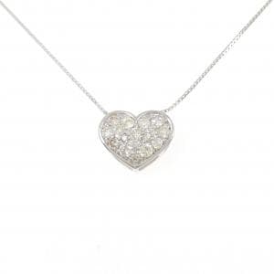 K18WG ハート パヴェ ダイヤモンド ネックレス 0.30CT