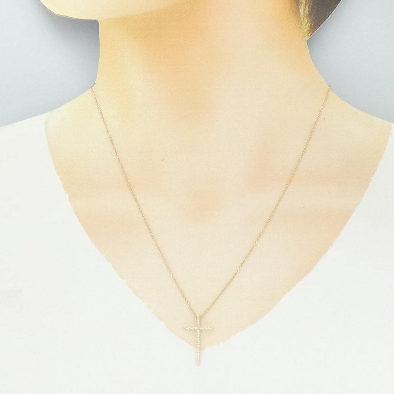 スタージュエリー クロス ダイヤモンド ネックレス 0.08CT
