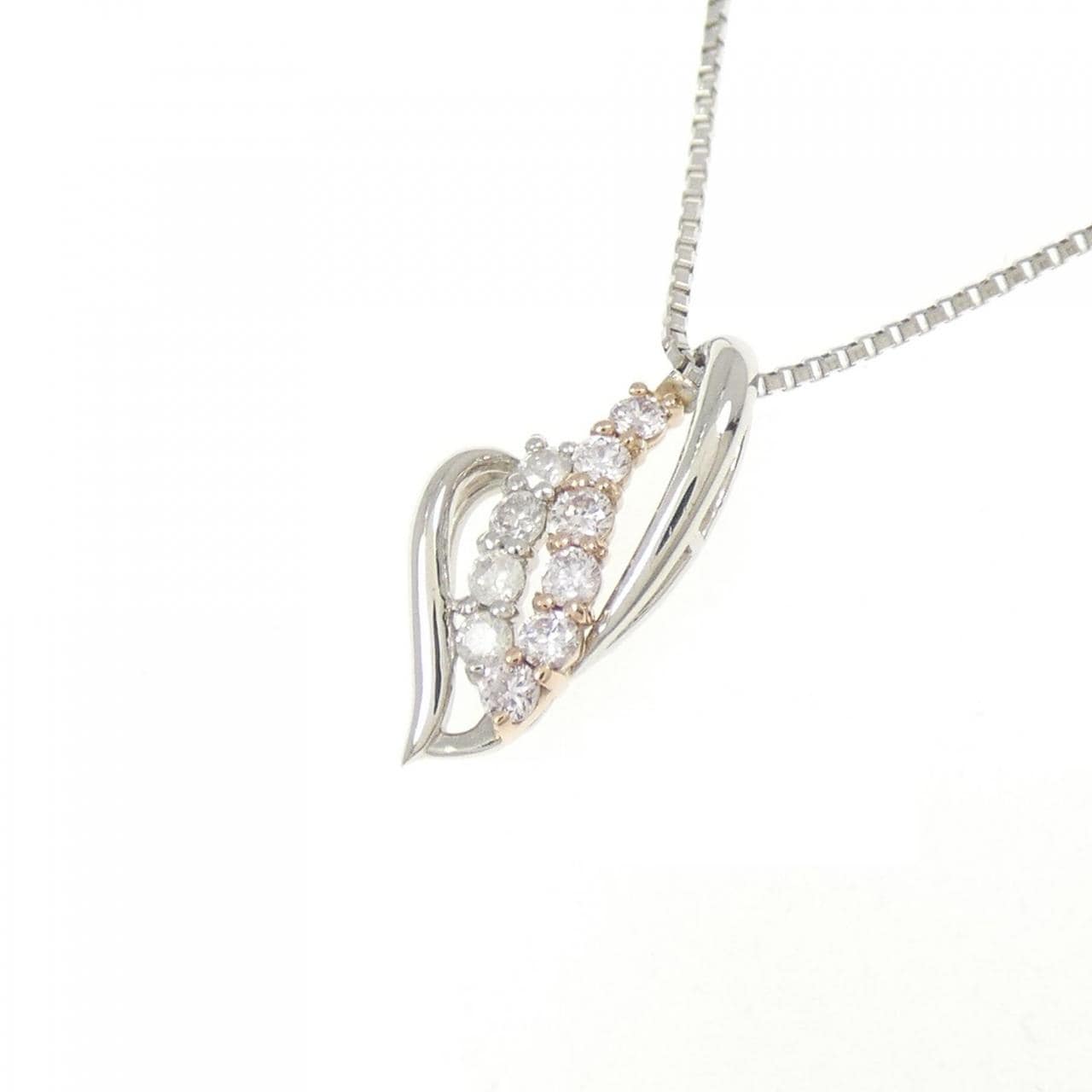 PT999/K18PG/PT850 ダイヤモンド ネックレス 0.1CT