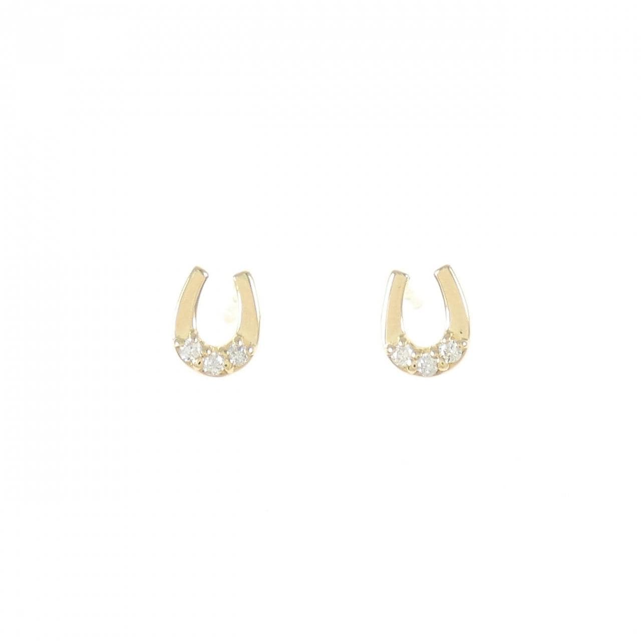 K18YG Horseshoe Diamond Earrings
