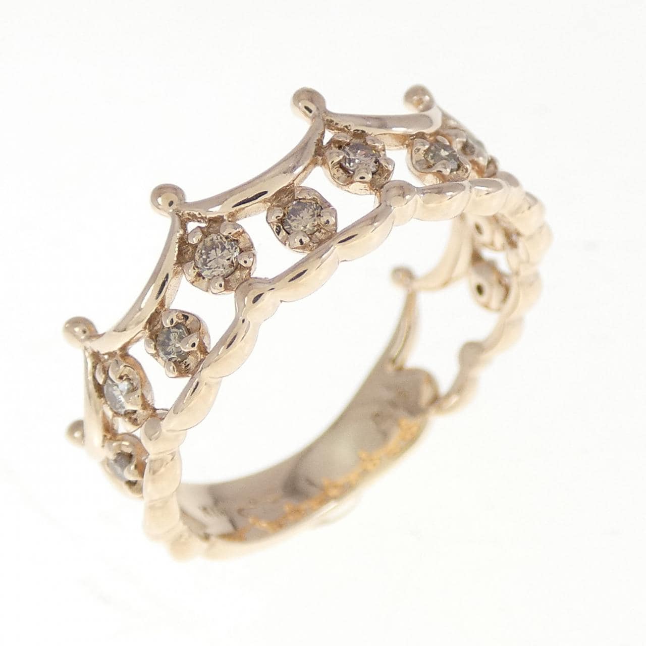 K10PG 皇冠钻石戒指 0.13CT