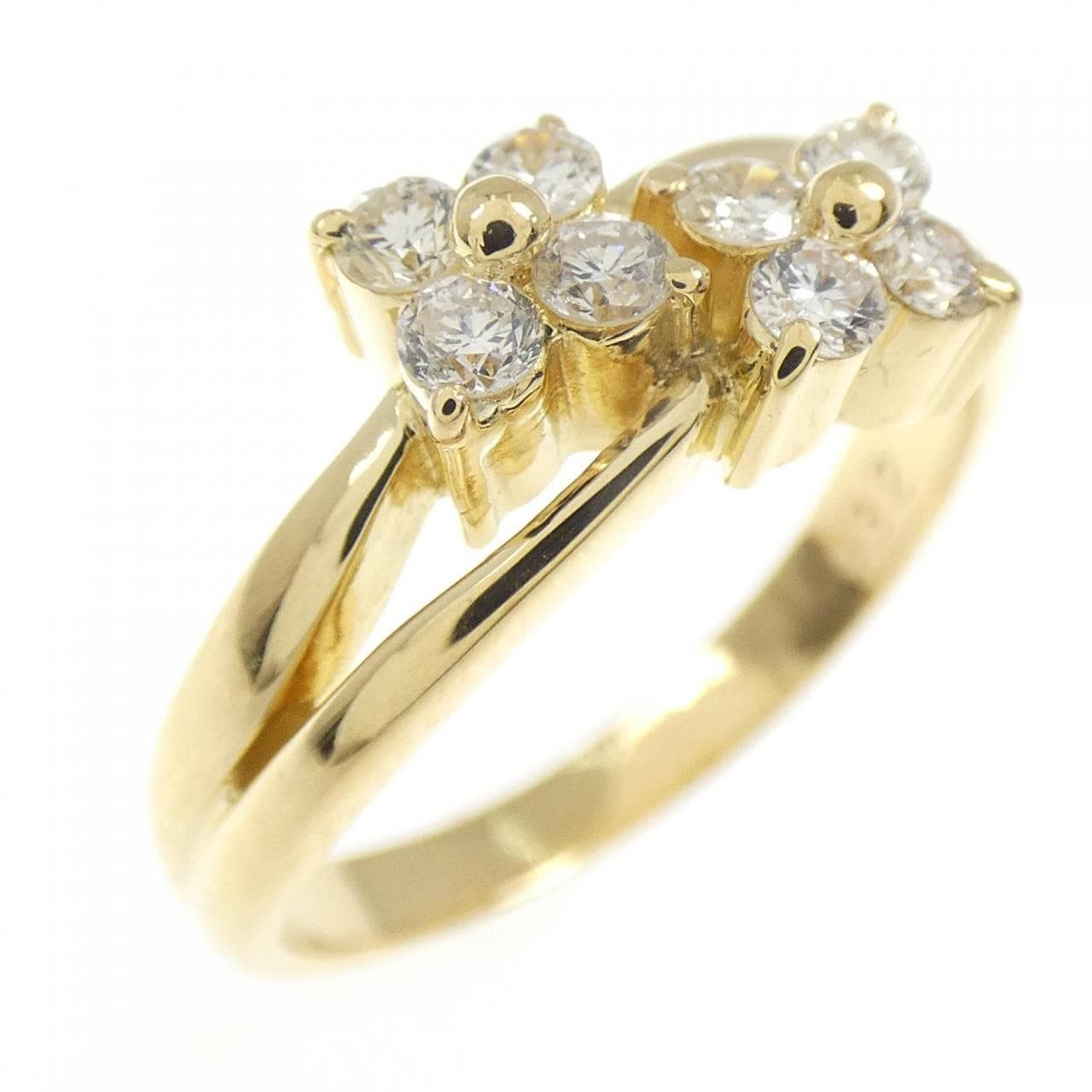 K18YG フラワー ダイヤモンド リング 0.32CT