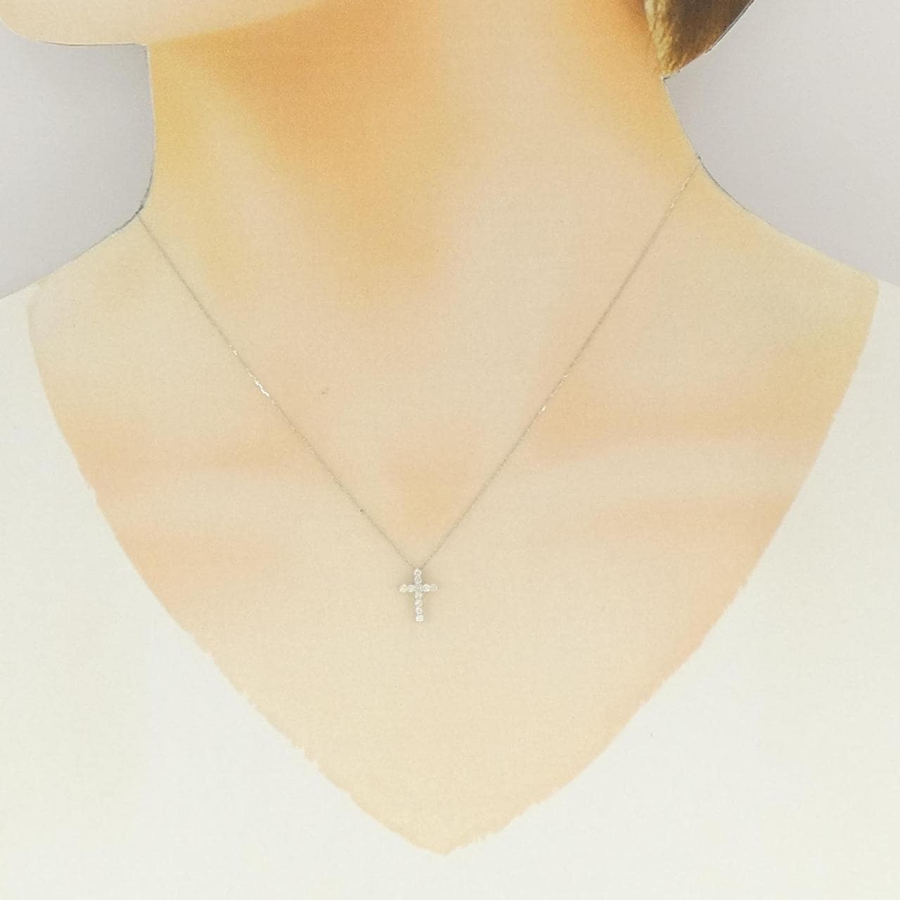 [BRAND NEW] PT900 Cross Diamond Necklace 0.10CT