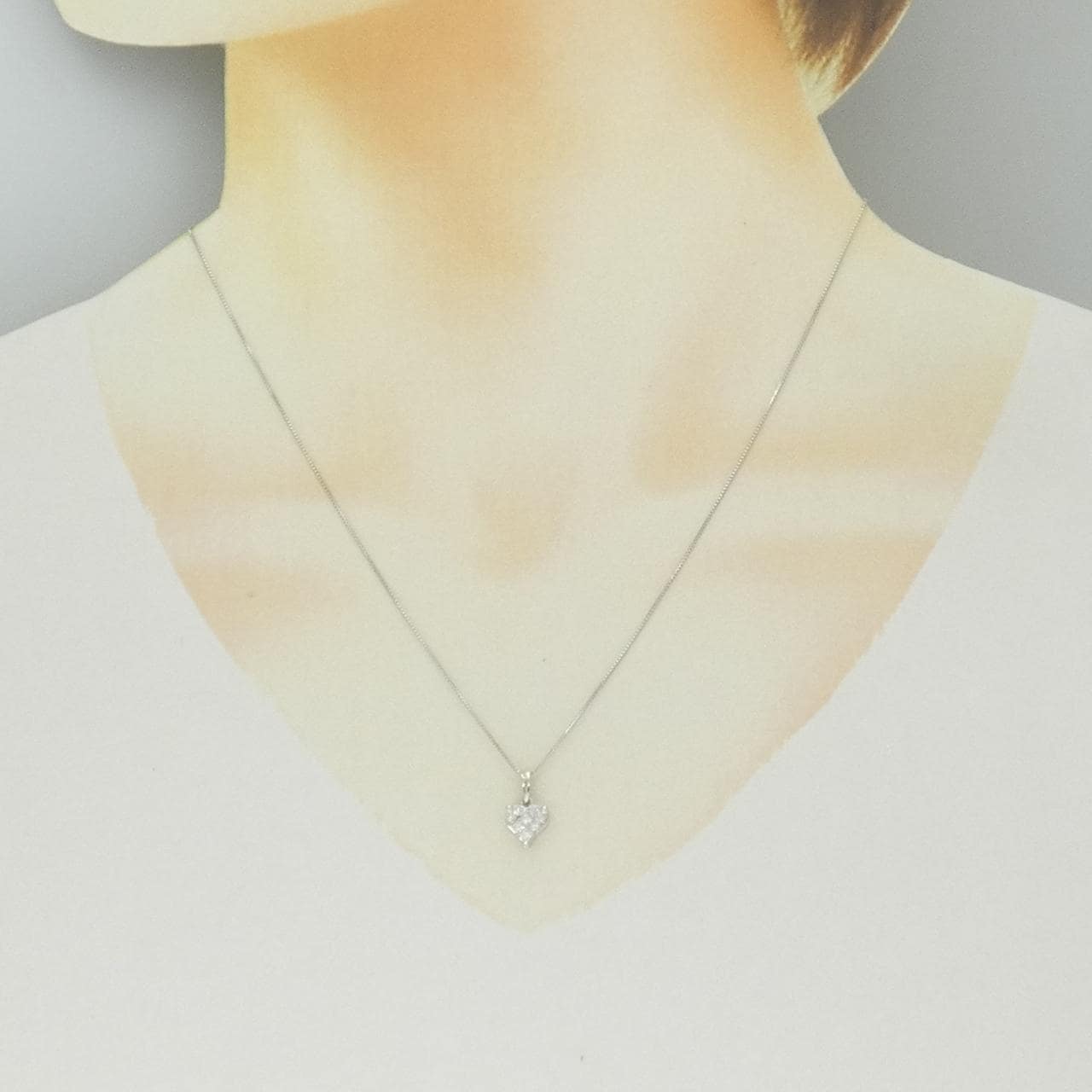 K18WG ハート ダイヤモンド ネックレス 0.30CT