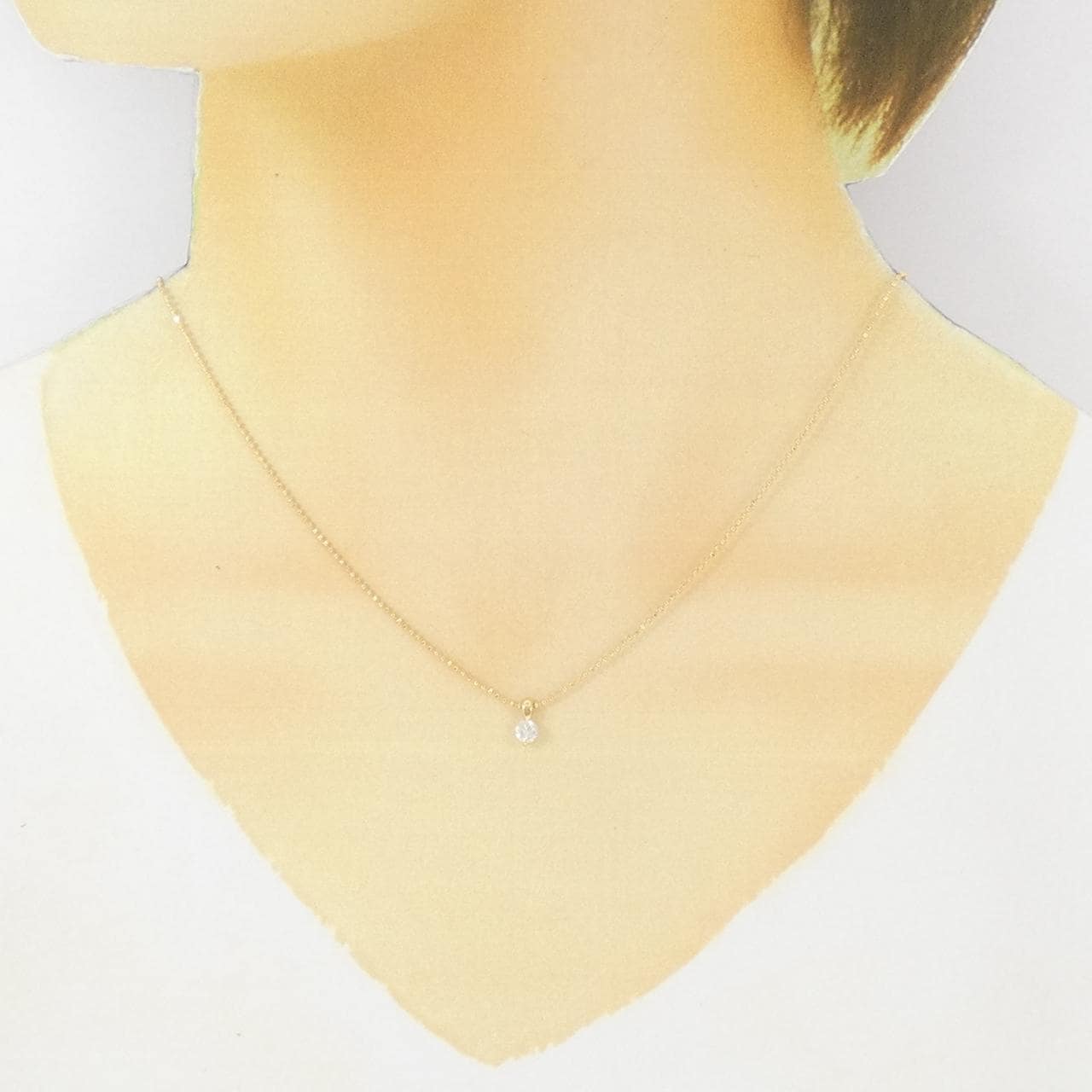 K18YG ソリティア ダイヤモンド ネックレス 0.20CT