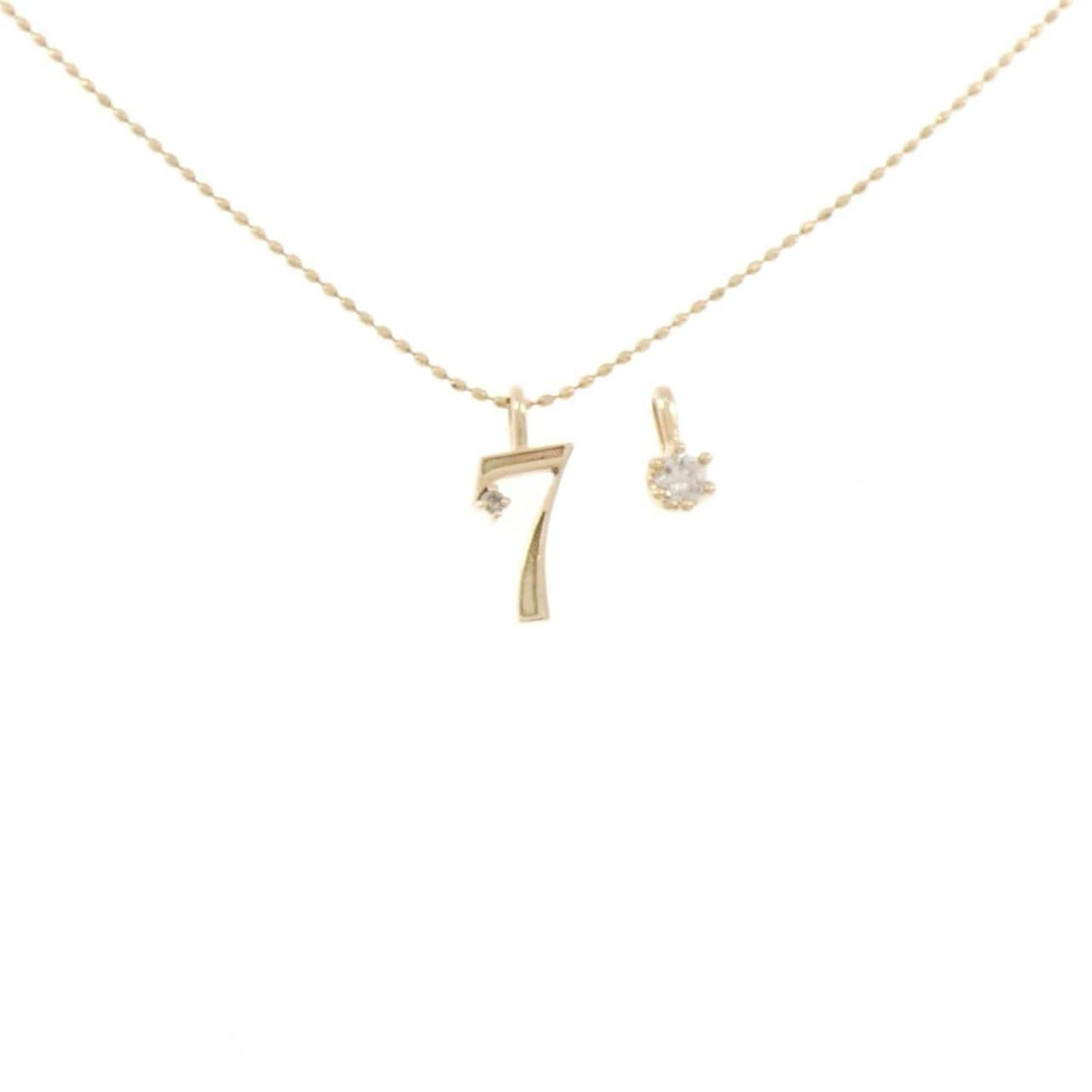 K10YG 2WAY ナンバー7 ダイヤモンド ネックレス 0.10CT