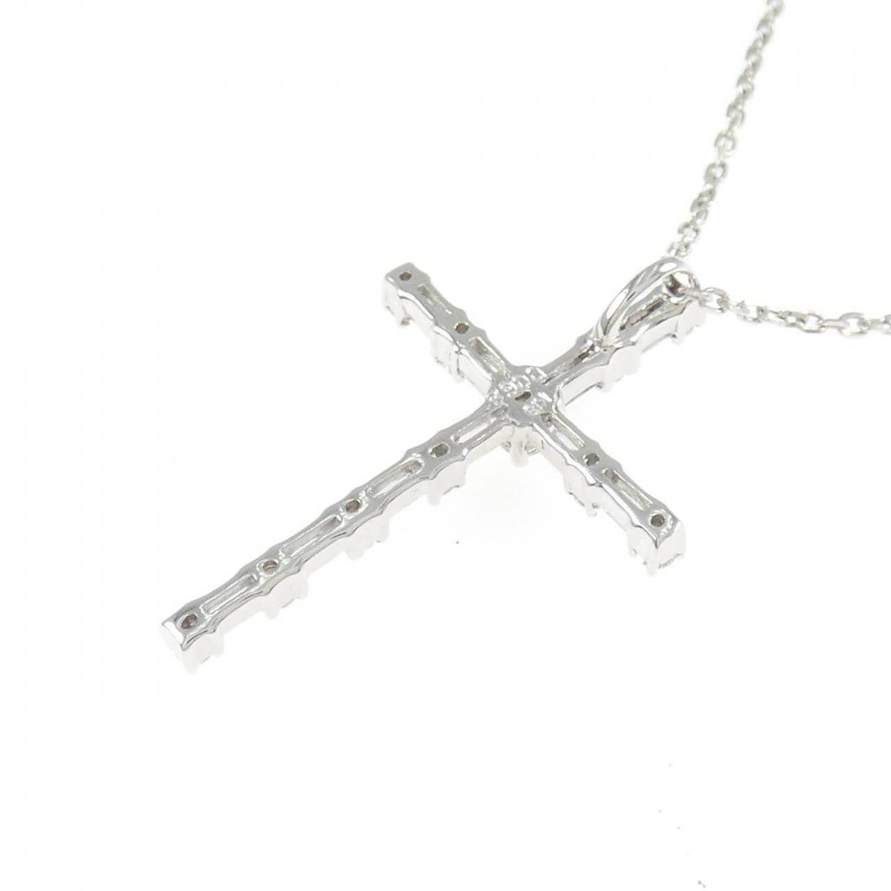 K18WG クロス ダイヤモンド ネックレス 0.68CT