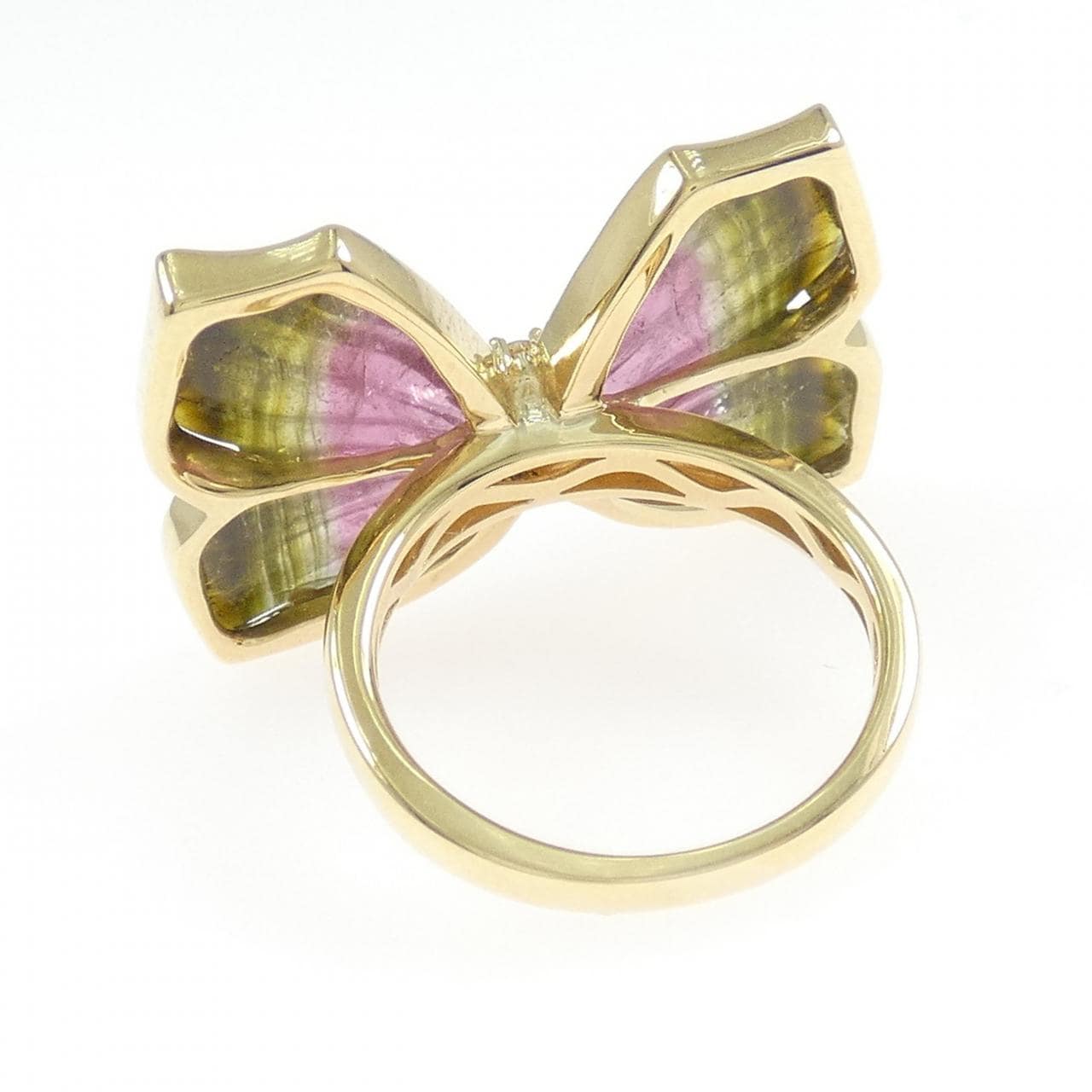 K18YG バタフライ トルマリン リング