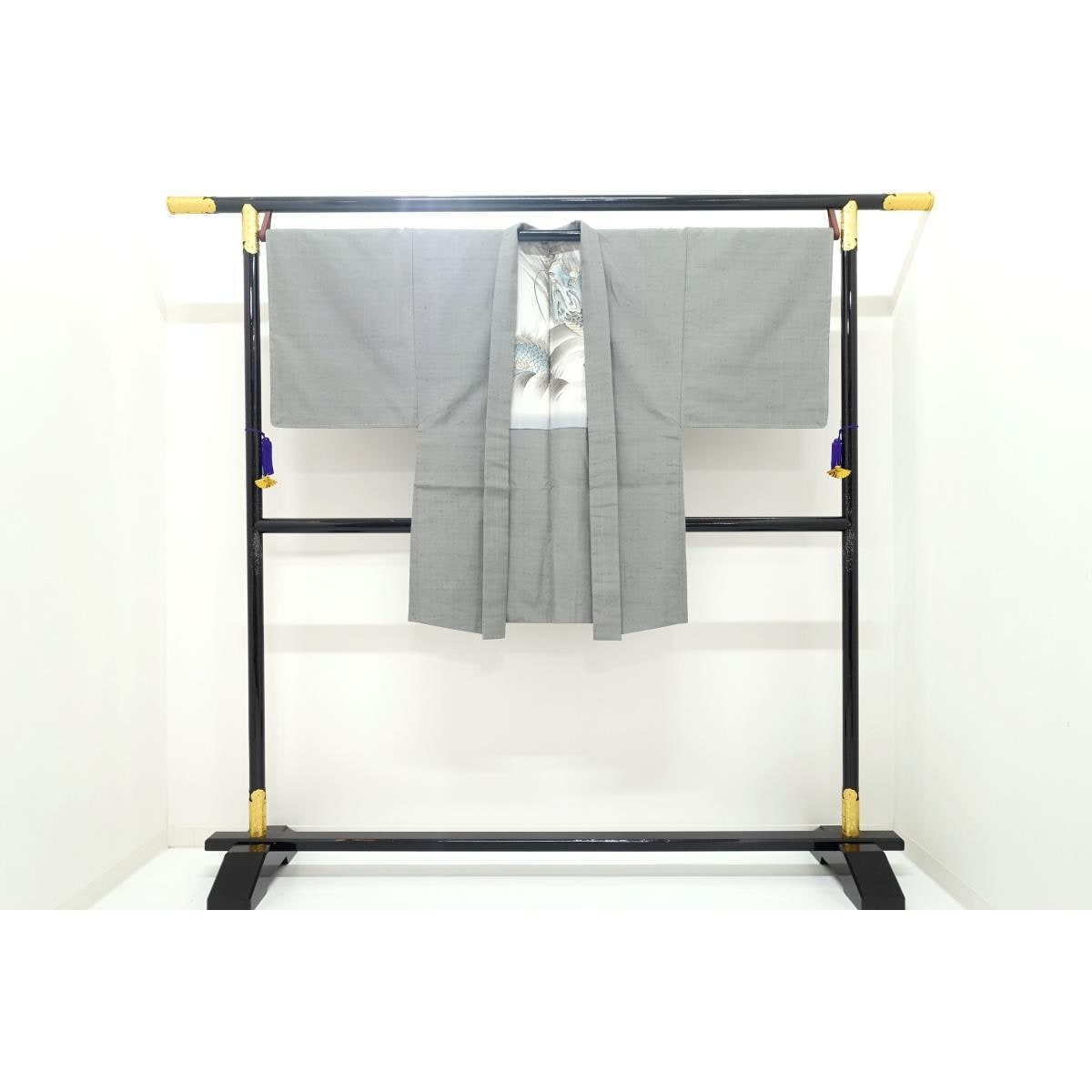 [Unused items] Men's Ushikubi Tsumugi kimono, haori, nagusa undergarment 3-piece set