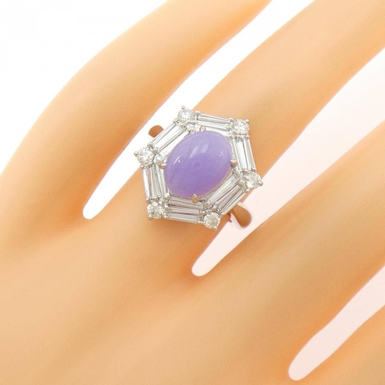 PT900 ラベンダーヒスイ リング 3.35CT