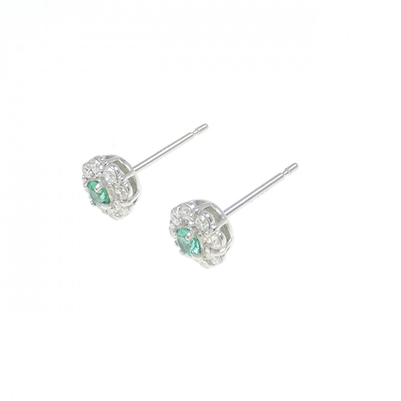[BRAND NEW] PT Flower Emerald Earrings 0.10CT