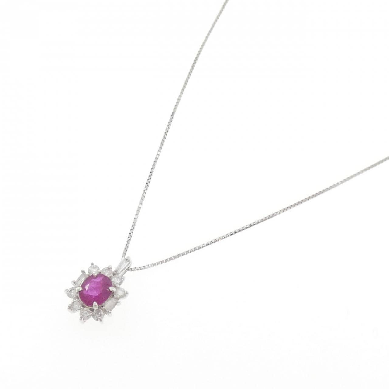 PT900/PT850 ルビー ネックレス 1.14CT