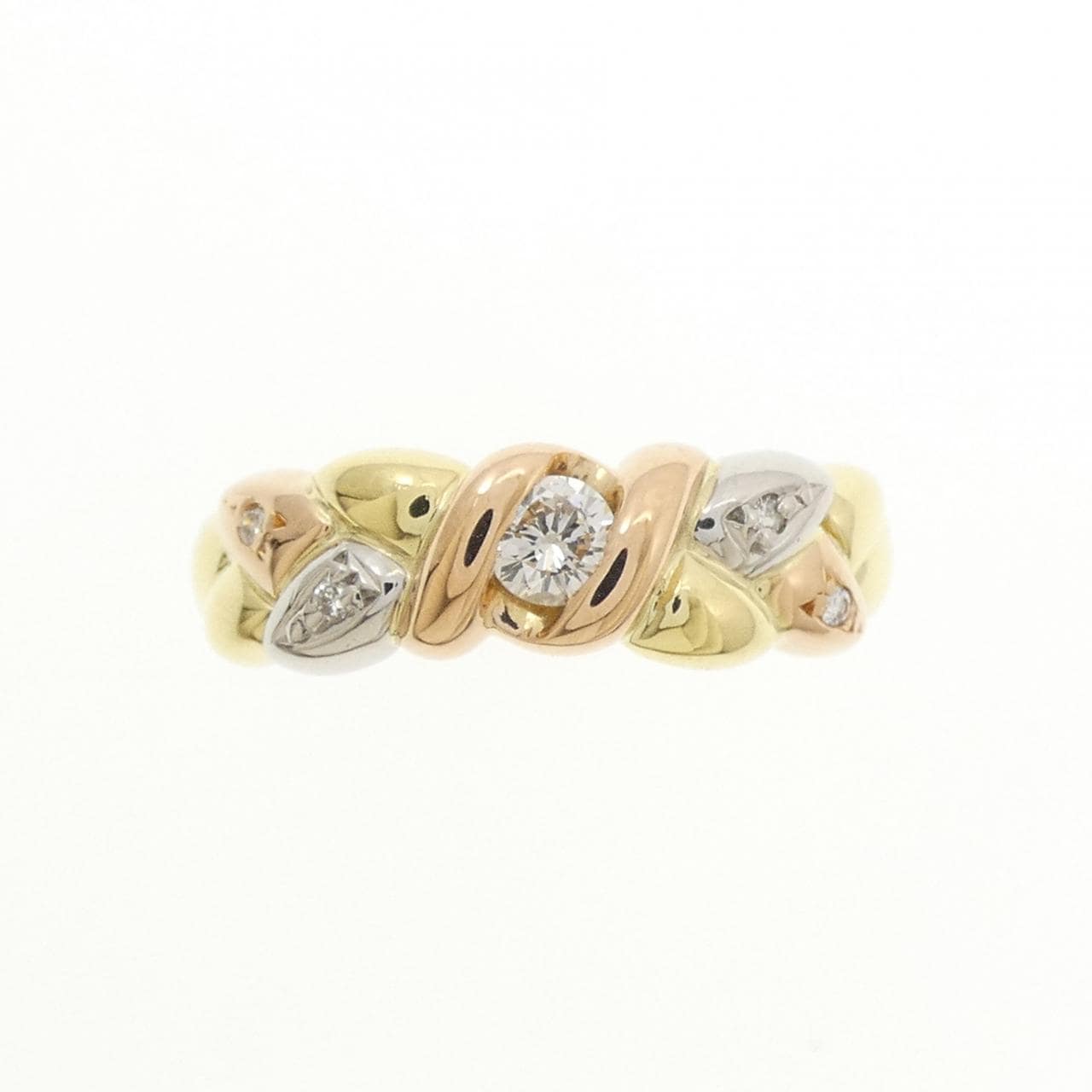 K18YG/PT/K18PG ダイヤモンド リング 0.19CT