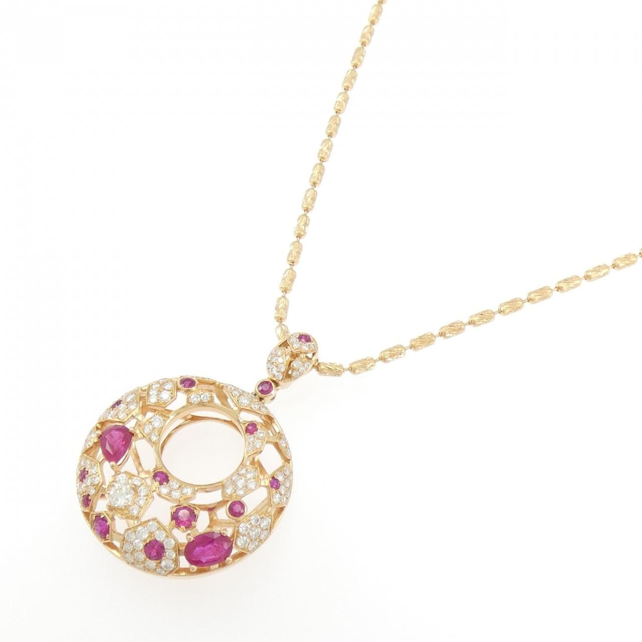 18KPG/K18PG ルビー ネックレス 1.97CT
