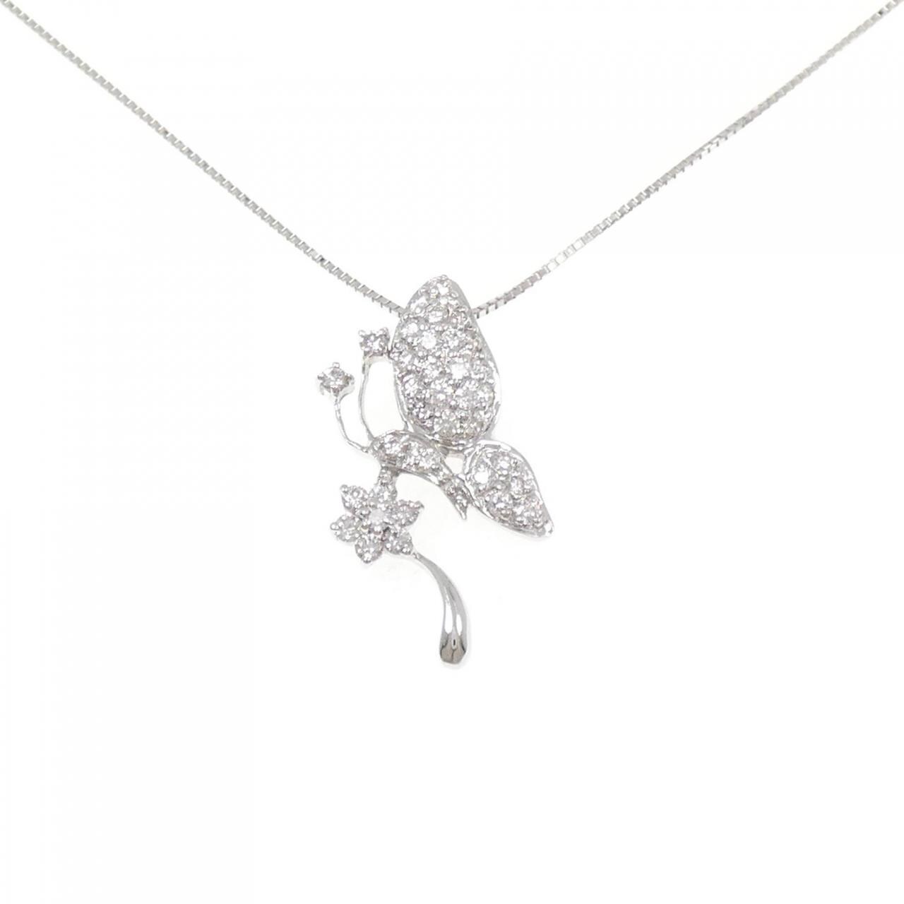 K18WG バタフライ ダイヤモンド ネックレス 0.50CT