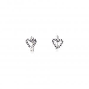 K10WG ハート ダイヤモンド ピアス 0.16CT