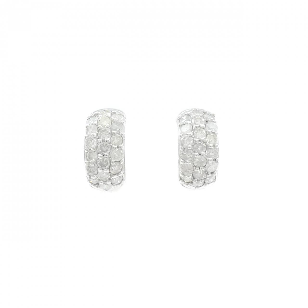 K18WG パヴェ ダイヤモンド イヤリング 1.00CT