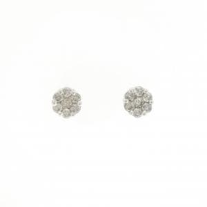 K18WG フラワー ダイヤモンド ピアス 0.60CT