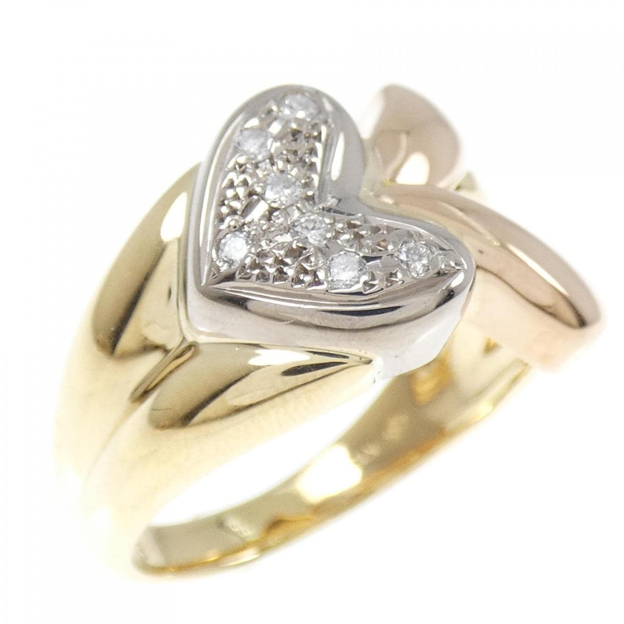 K18 three color heart Diamond ring 0.08CT