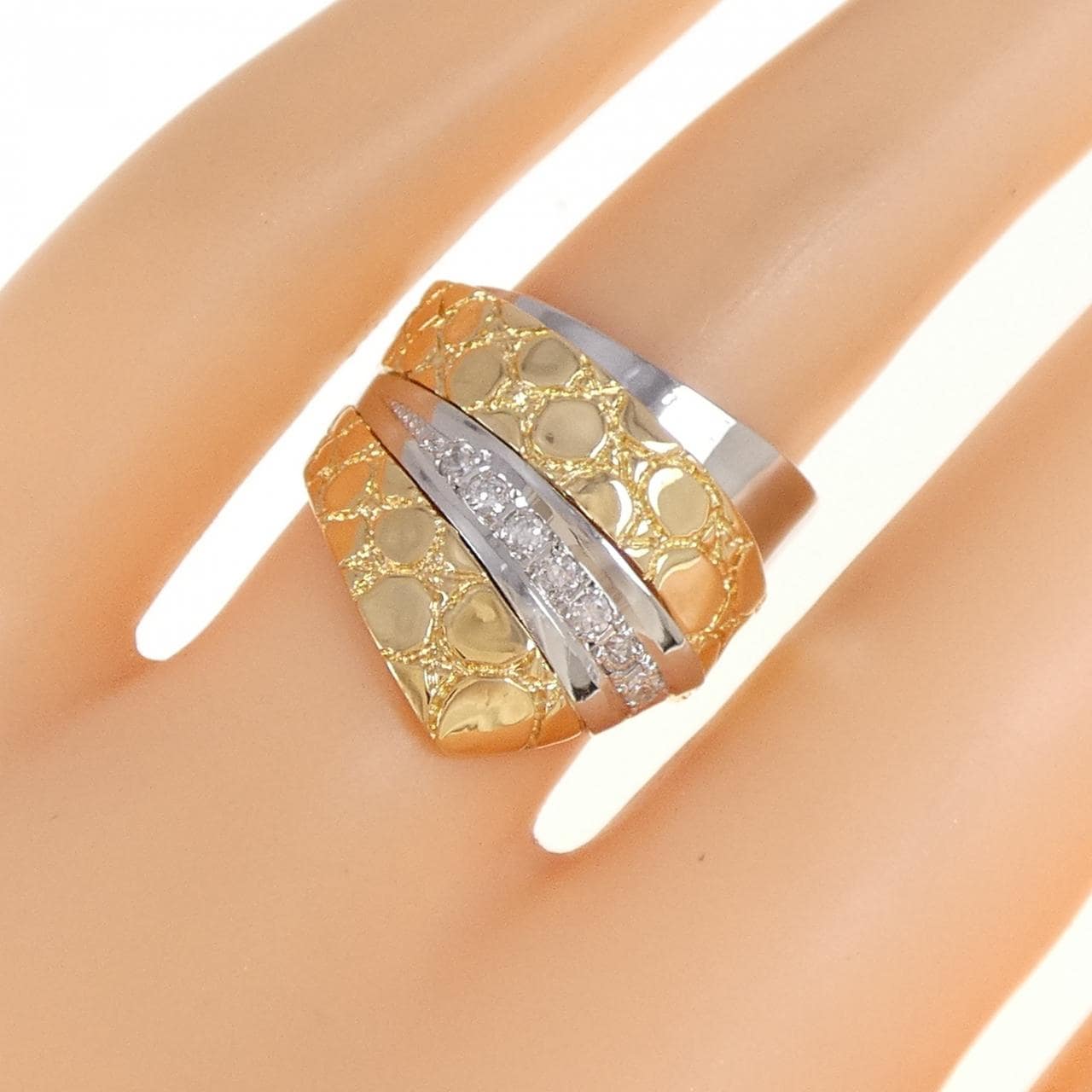 K18YG/PT900 ダイヤモンド リング 0.13CT