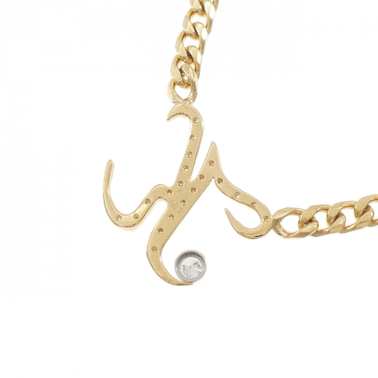 K18YG/PT900 イニシャルK ダイヤモンド ネックレス 0.27CT