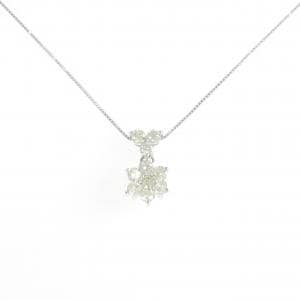 K18WG フラワー ダイヤモンド ネックレス 1.00CT