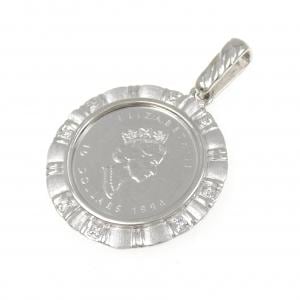 PT900(枠) ダイヤモンド コイン ペンダント 0.04CT