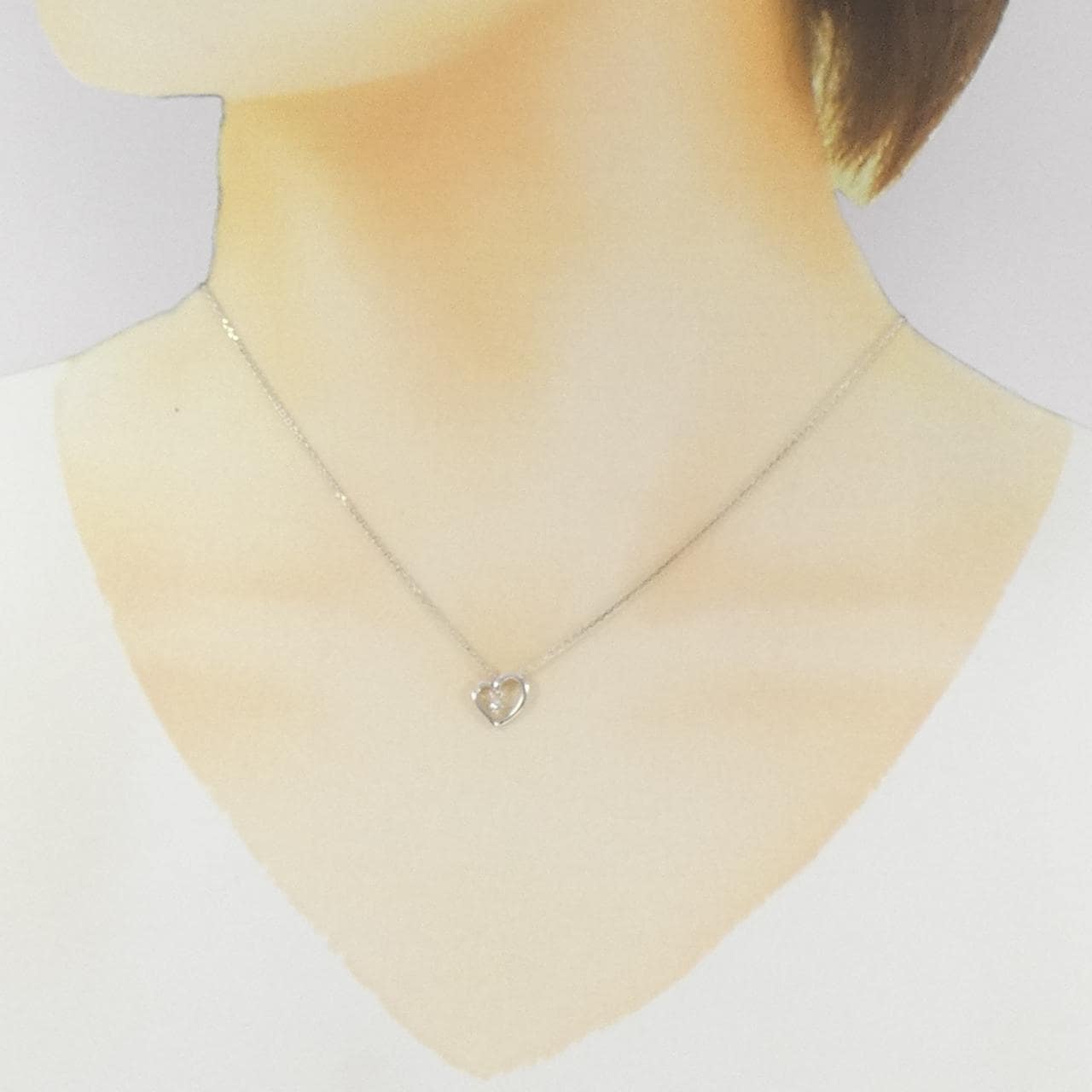 K10WG ハート ダイヤモンド ネックレス
